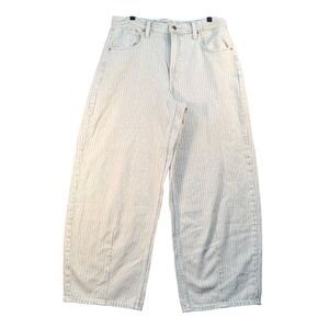 Universal Thread Easy Barrel Jeans Cream Green Striped High Rise Size 10 NEW